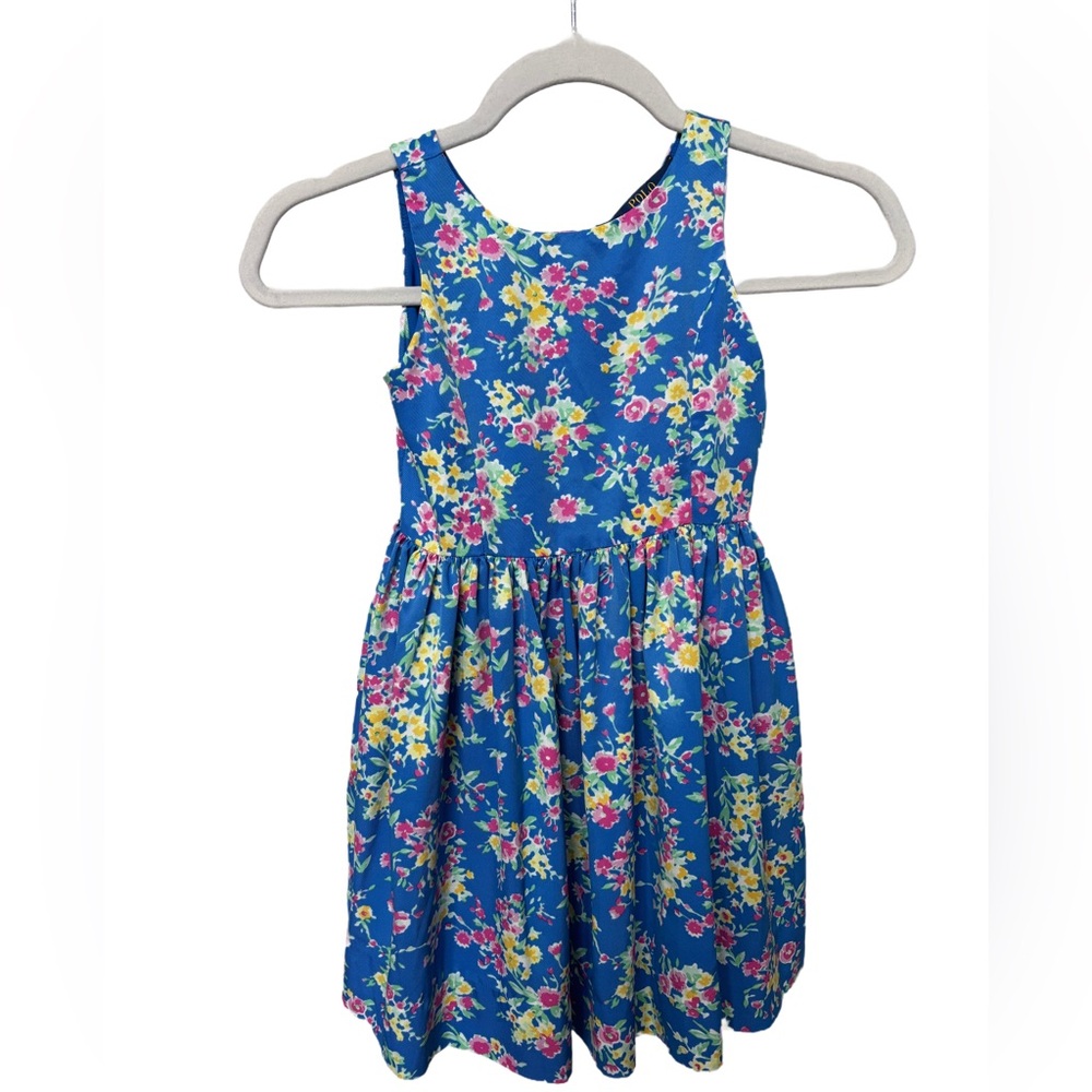 Girls Polo by Ralph Lauren Blue Floral Sleeveless Sundress 5